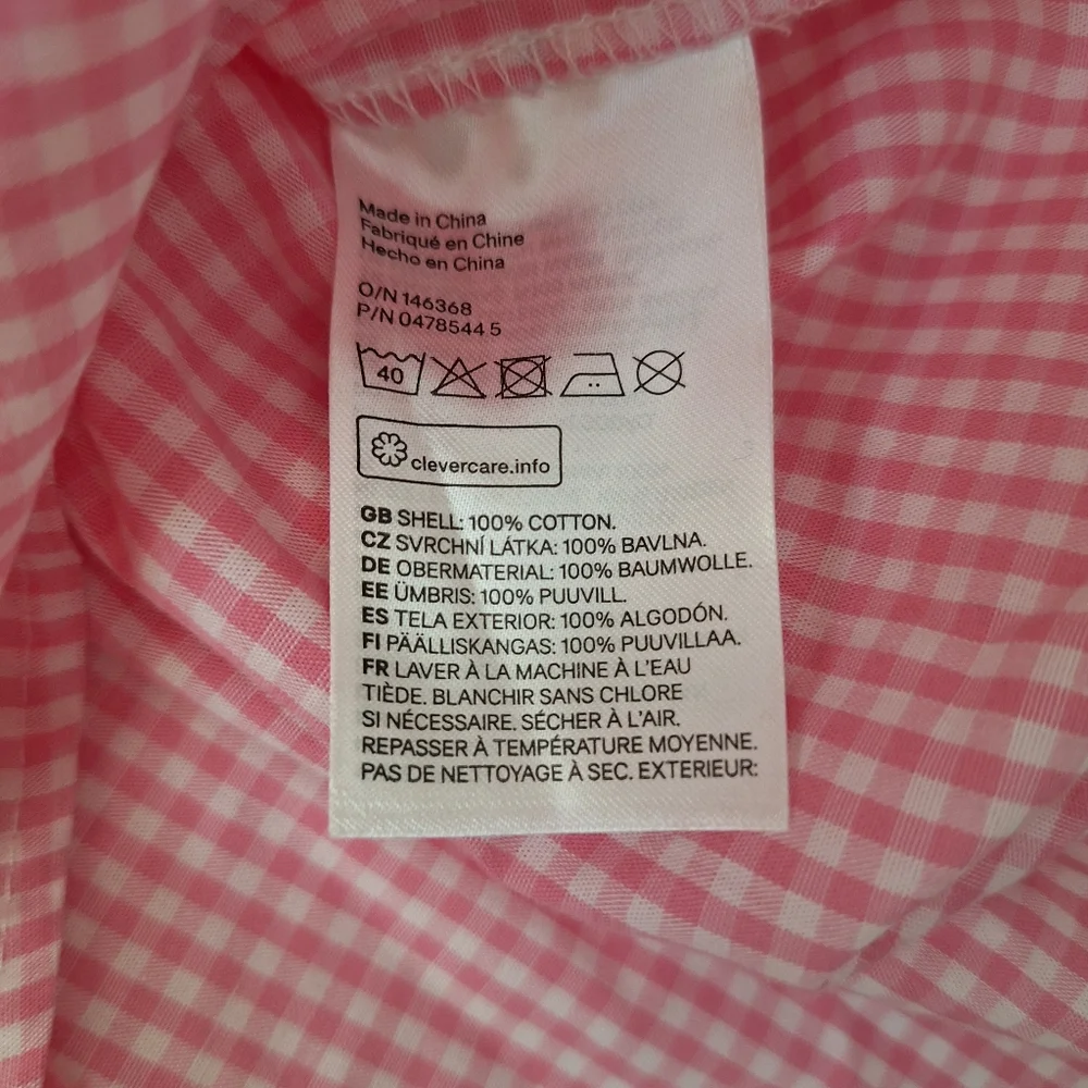 H&M Gingham Off Shoulder Top Pink Plaid Coquette Preppy Cotton NEW Womens XS
